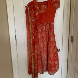 Sparkly shaded orange lehnga